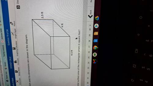 Rectangular prism and its dimensions are shown in the diagram what is the total surface of the rect