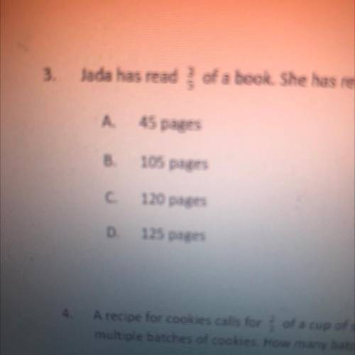 Jada has read 3/5 of a book.she has read 75 pages so far how many pages are in the whole book?
