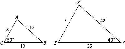 Triangle ABC is a scale drawing of Triangle XYZ, as shown.

Based on the information shown in thes