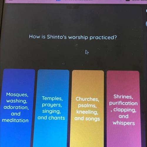 How is Shinto's worship practiced?
HELP PLEASE