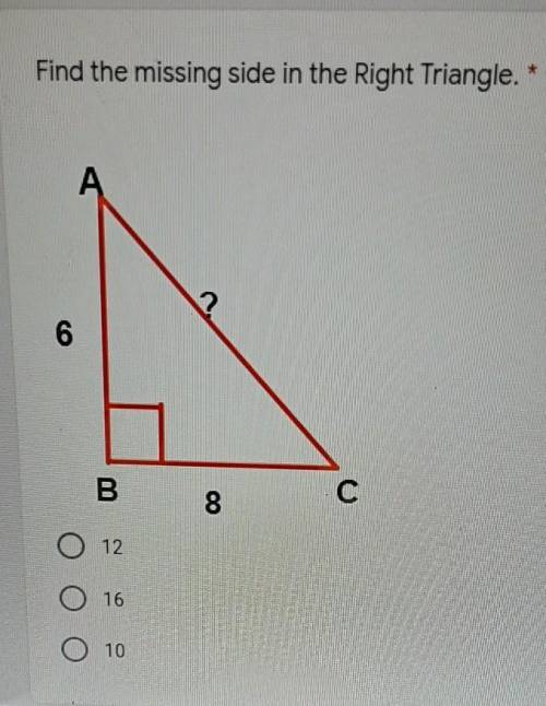 Find the missing side of The Triangle ​