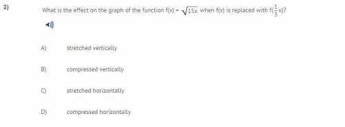 What is the effect on the graph of the function f(x)= when f(x) is replaced with 

A) Stretched Ver