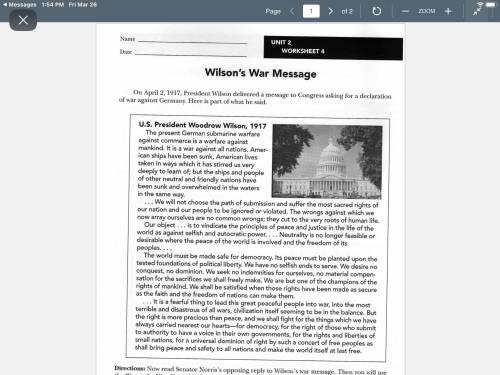 Plz help!

Based on the document pdf - parts of Wilson's War Speech and Norris's opposition to the
