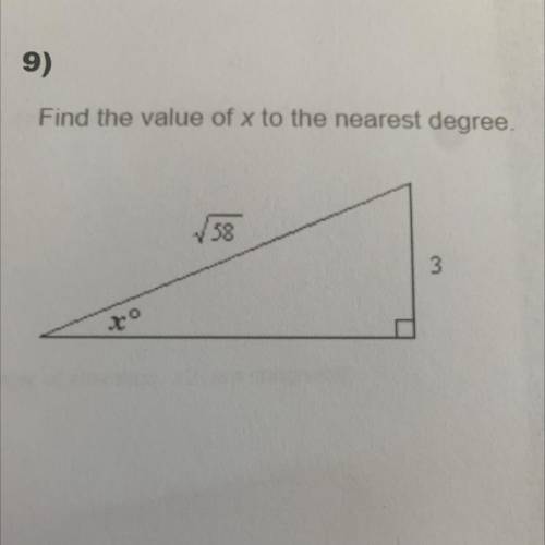 Find the value of x to the nearest degree.
58
3