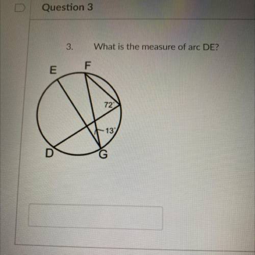 What is the measure of the arc DE? PLEASE HELP