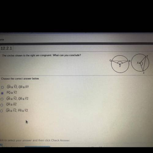 The circles shown to the right are congruent. What can you conclude?