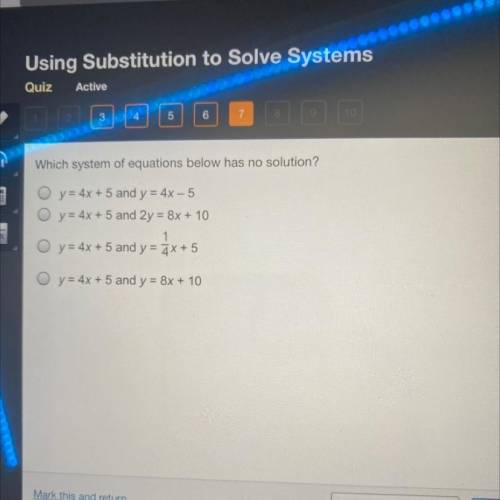 Which system of equations below has no solution?