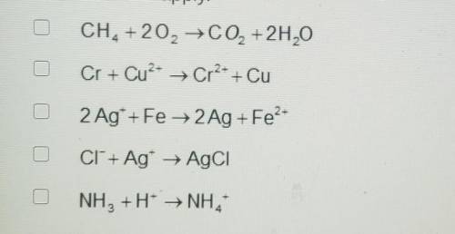 Which of these equations represent reactions that could be used in constructing an electrochemical