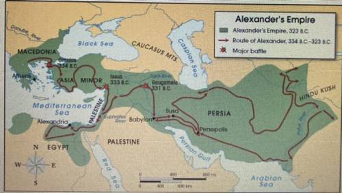 According to the map, during the Hellenistic Age culture spread as a result of

A. Battle on the s