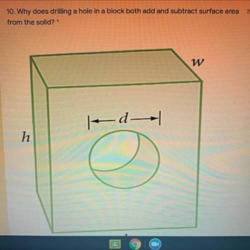 Pls help! why does drilling a hole in a block both add & subtract surface area from the solid ?