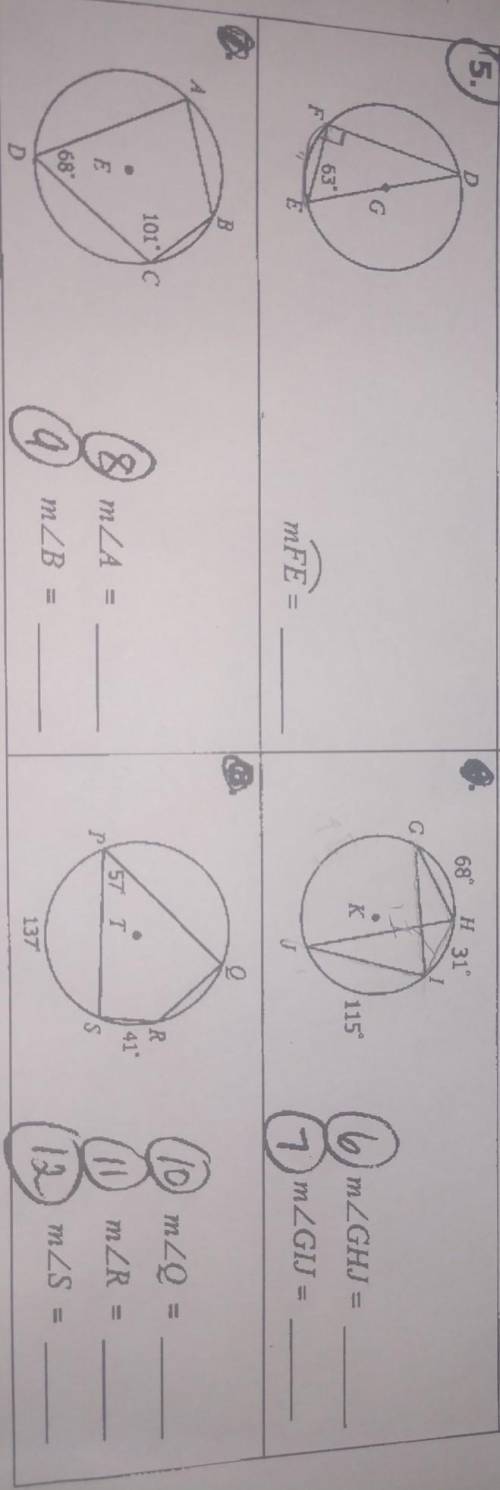 unit 10: circles Homework 4: Inscribed angles. please complete the following questions and explain