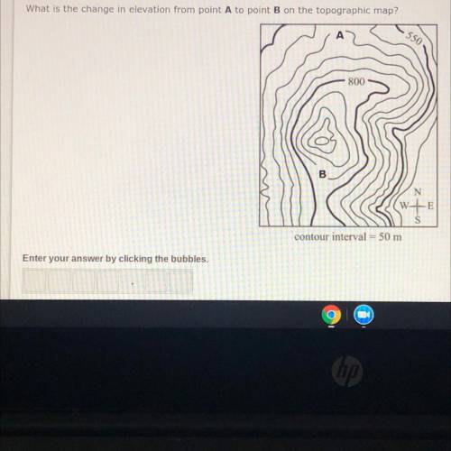 What is the change in elevation from point A to point B on the topographic map?