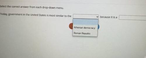 For the second blank the options are “direct democracy” and “representative democracy”