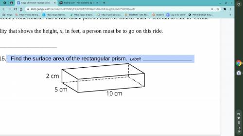 Find the surface area of the rectangular prism. Label! ______________________