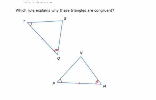 Which rule describes why these triangles are congruent?