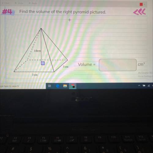Find the volume of the right pyramid pictured. Please help