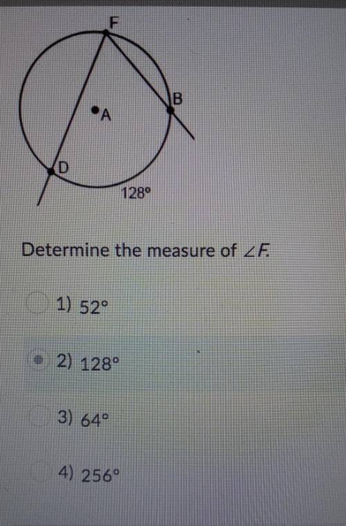Determine the measure of <F.​