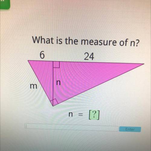 What is the measure of n?
6
24
n
m
n =
[?]