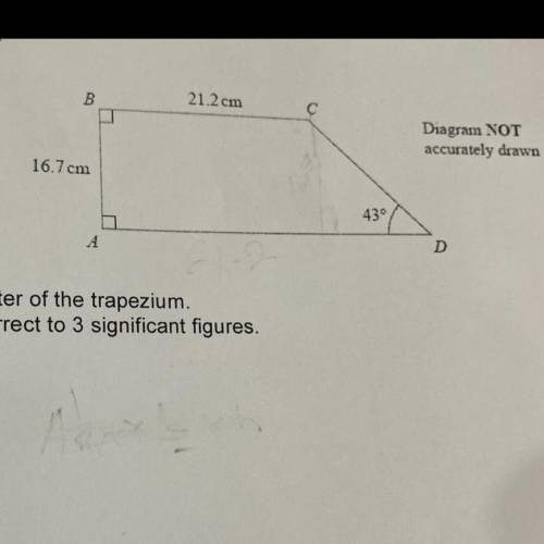 PLEASE HELP ! 15 POINTs!

ABCD is a trapezium 
Calculate the perimeter of the trapezium 
Give your