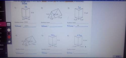 Find the surface area/volume for each