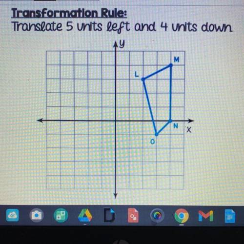 Translate five units left and four units down￼ (geometry)