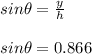 sin\theta=\frac{y}{h}\\ \\ sin\theta=0.866