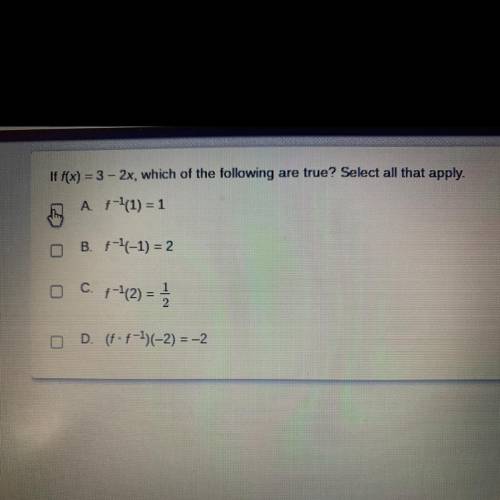 If f(x) = 3 - 2x, which of the following are true? Select all that apply.