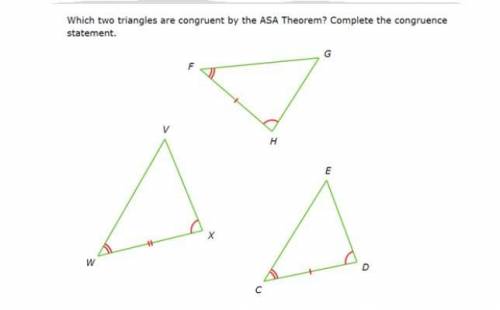 Which two triangles are congruent by the ASA Theorem? Help with the correct answer please. Thank yo