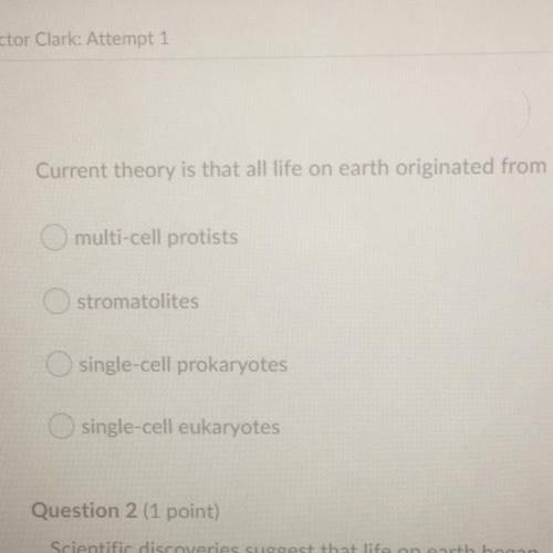 HELP PLEASE Current theory is that all life on earth originated from