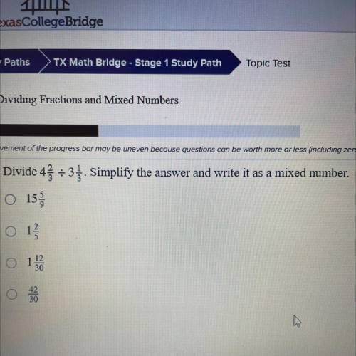 Divide 4 2/3 & 3 1/3. Simplify the answer and write it as a mixed number.