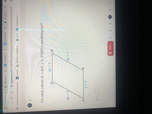 For what values of x and y is PQRS a parallelogram?