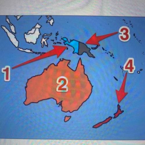 Which number represents the country of Australia?

A)
1
B)
2.
C)
3
D)
4