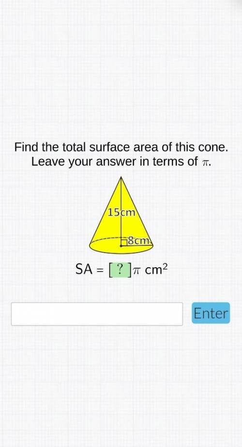 Find surface area of this cone ​