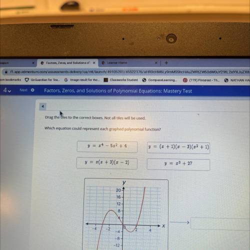 Which equation could represent each graphed polynomial function?