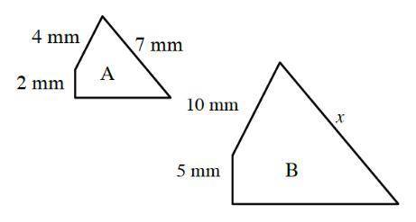 Jay enlarged figure A so that it was similar to figure B. His diagram is shown at right.

1. What