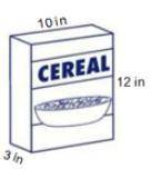 How much cardboard is needed to make the cereal box shown below? You are finding the surface area o