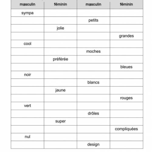 French Adjectives . HELP ASAPP!!