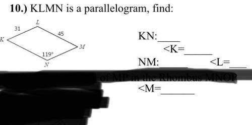 ASAP, If KLMN is a parallelogram find: