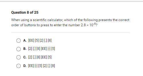 When using a scientific calculator, which of the following presents the correct order of buttons to