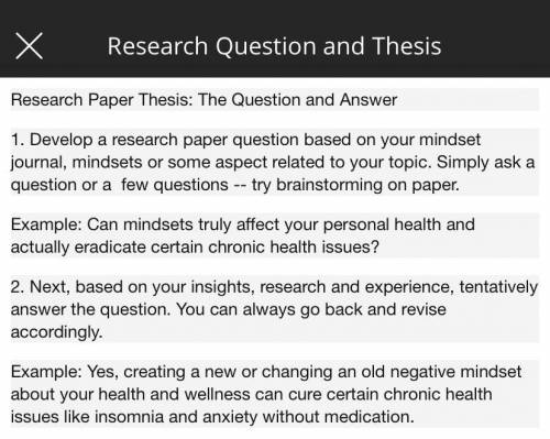 Can somebody help me come up with a mindset question for my research paper please and thank you