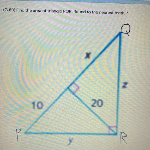 Find the are of triangle PQR.