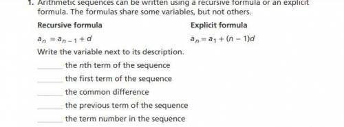 Arithmetic sequences can be written using a recursive formula or an explicit

formula. The formula