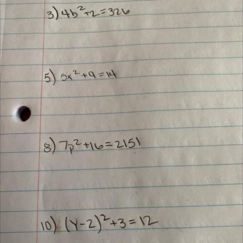 Solve each equation by taking square roots NEED FHIS ANSWER ASAP ILL GIVE BRAINLIEST