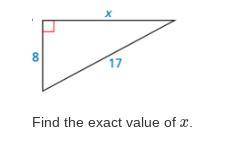 ( NEED HELP ) 

Find the exact value of x. 
x= ___
Question 2
Do the side lengths form a Pyt