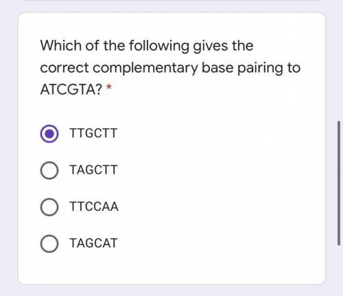 Complementary base pairing to ATCGTA?