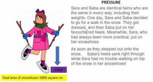 Q2. Calculate pressure under Sara’s snowshoes.