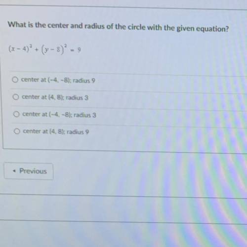 What is the center and radius of the circle with the given equation