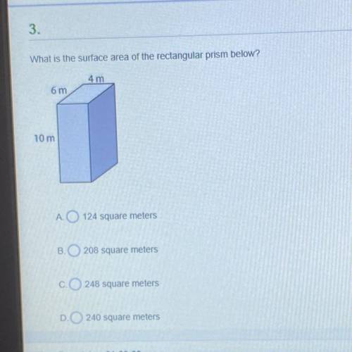 What is the surface area of the rectangle prism below? HELP ME ASAP PLEASE !!