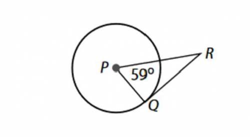 PLEASE HELP AND EXPLAIN
Segment RQ is tangent to Circle P at point Q. Find m < PRQ.