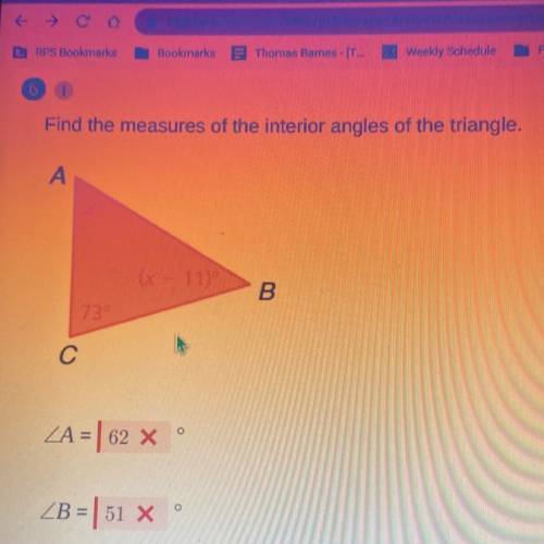 Find the measures of the interior angles of the triangle